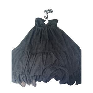 Wilfred Le Fou Black Halter Maxi Dress Tiered Skirt Size S